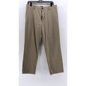 DOCKERS Men's Classic Fit Flat Front Straight Leg Tan Distressed Pants SZ 33x29